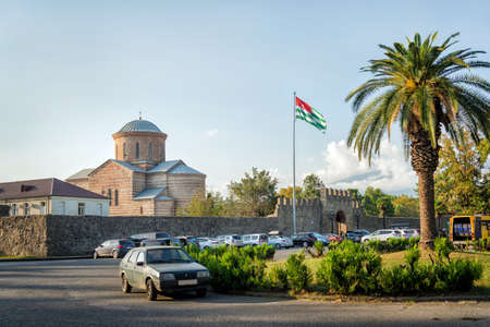 Pitsunda cathederal and city core. Abkhazia - August 28, 2019