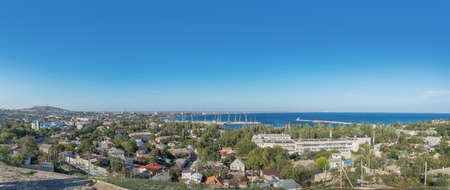 Panoramic view. Crimea, Theodosia. October 2020のeditorial素材