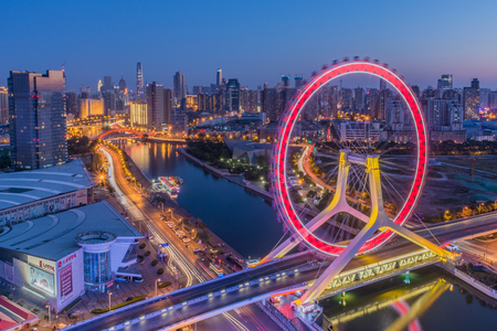 Night view of Tianjin, Tianjin, Chinaのeditorial素材