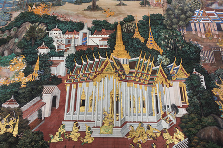 Grand Palace Mural in Bangkok Thailandのeditorial素材