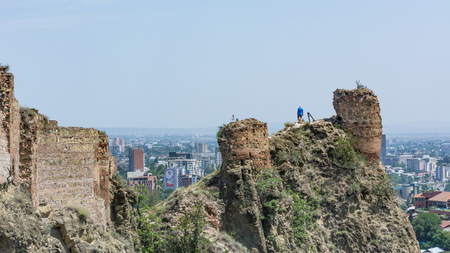 Narikala Fortress in Tbilisi old city of Georgiaのeditorial素材