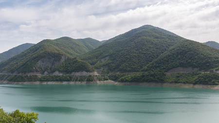 Zhinvalli reservoir in Stepantsminda of Georgiaの写真素材