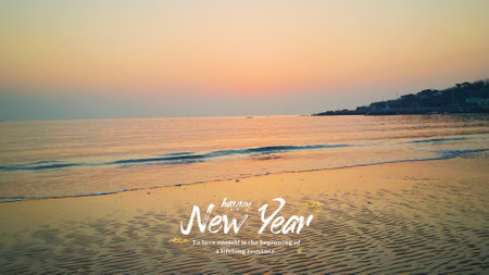 beautiful sunrise on the beach with copy space for your text.