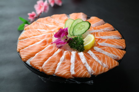 salmon sashimiの写真素材