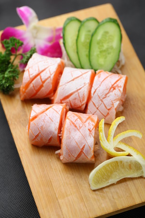 salmon sashimiの写真素材