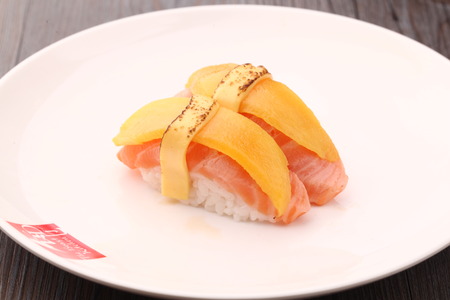 salmon sushiの写真素材