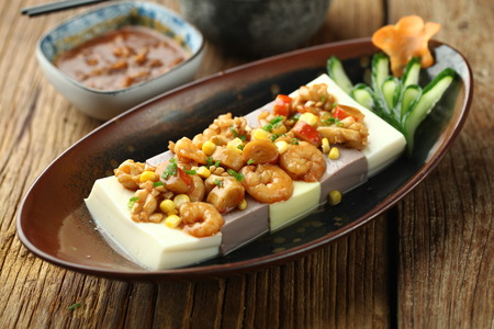 Asian cuisine served on a serving plate