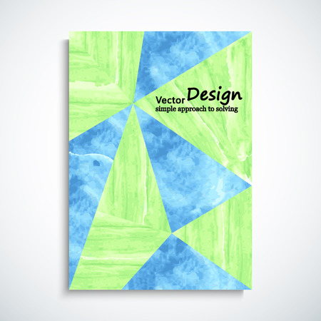 Vector geometric background: watercolor blue and green triangles. Colorfule texture in hipster style.のイラスト素材
