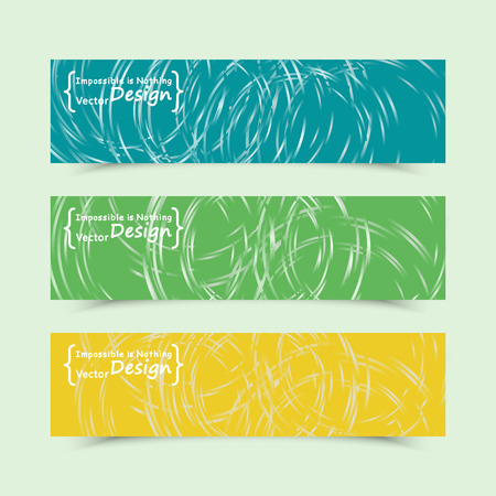 Three color horizontal banners with abstract geometric motive. Vector design illustrationのイラスト素材