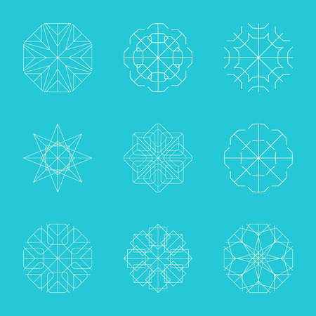 Vector set of snowflakes. Minimalist, monochrome. New Year 2016のイラスト素材