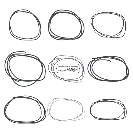 Banner for text ads.  Hand-drawn ovals with rough shapes in black colorのイラスト素材