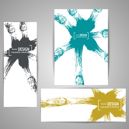 Abstract banners with strokes. Artistic handmade creative. Vector illustration. Can be used for posters, templates, annual reports.のイラスト素材