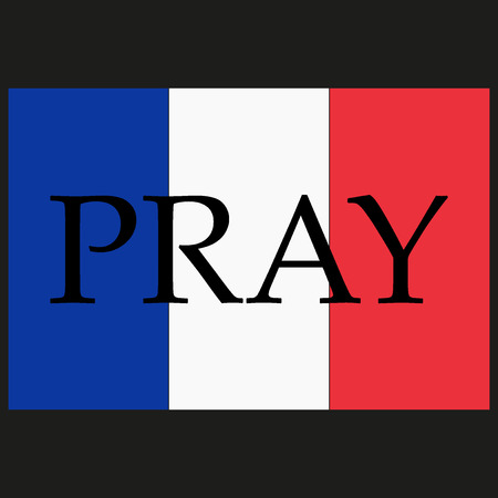 France national flag. Phrase Pray written on flag. Pray for Nice. World support for Nice. Nice terror attack on 14 July 2016. Pray for France. Victims of terror. Vector illustration.のイラスト素材