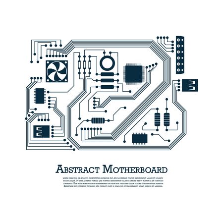 Abstract motherboard, microprocessor, diodes. Vector graphicsのイラスト素材
