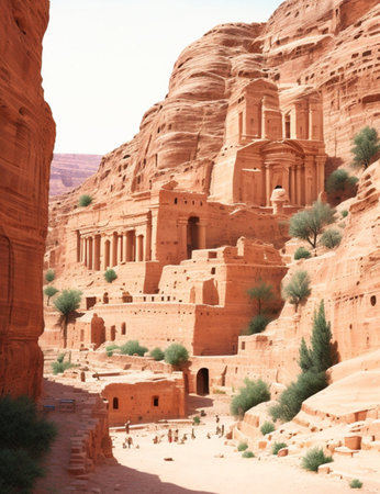 The ancient city of Petra in Jordan. Petra is one of the New Seven Wonders of the World.の素材