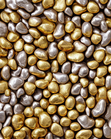3D rendering ,lots of gold pebbles.の写真素材