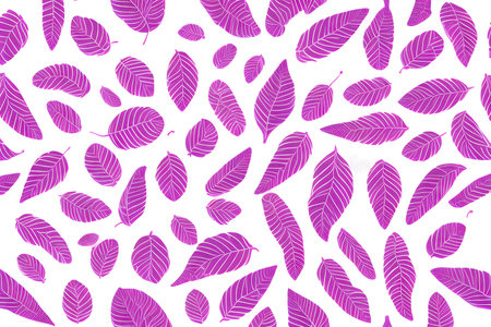 Seamless pattern with purple leaves on white background. Vector illustration.の写真素材