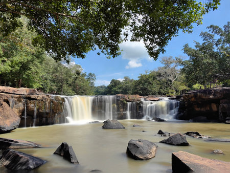 Mae Ya waterfall in Doi Inthanon National Park, Chiang Mai, Thailandの写真素材