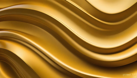 Transform your vision into reality with a stunning rendering of a wavy gold background, capturing the essence of luxury and refinement.の素材