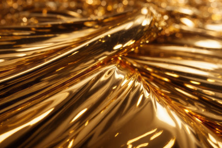 A creative and dynamic gold metal background that combines elements of nature and technology, with organic shapes and metallic accents that create a sense of balance and harmony.の素材