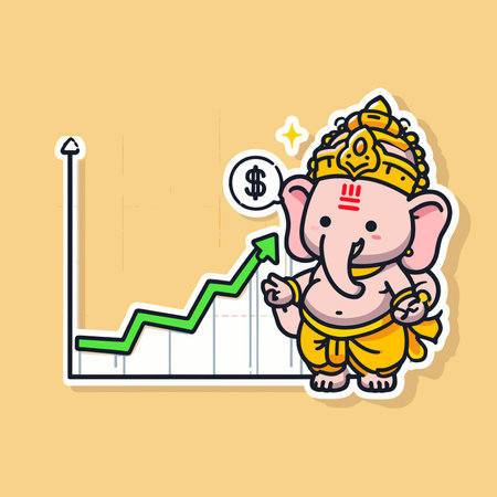 Cute sticker of Lord Ganesha, symbolizing blessings for love, wisdom, travel, career, success, health, and wealth.のイラスト素材