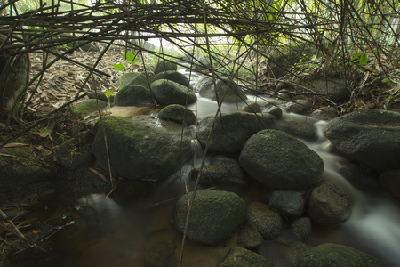 scenary at water fall with long exposureの写真素材