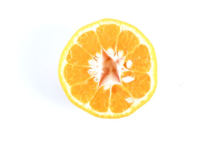 Isolated orange mandarin that is synonymous with the Chinese New Year celebration in the white backgroundの写真素材
