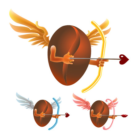 Cupid coffee bean, available in 3 colors.のイラスト素材