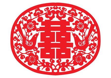 Seamless Twin Happiness paper-cutのイラスト素材