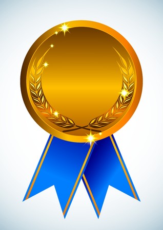 Gold award ribbon badgeのイラスト素材
