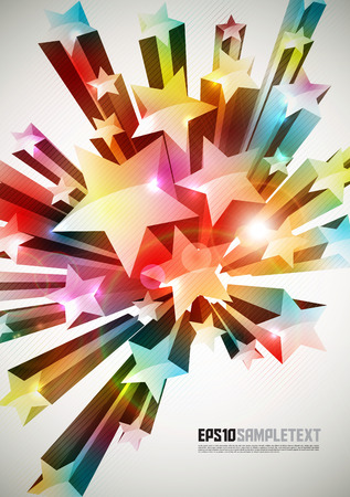 Colorful 3D Vector Starsのイラスト素材
