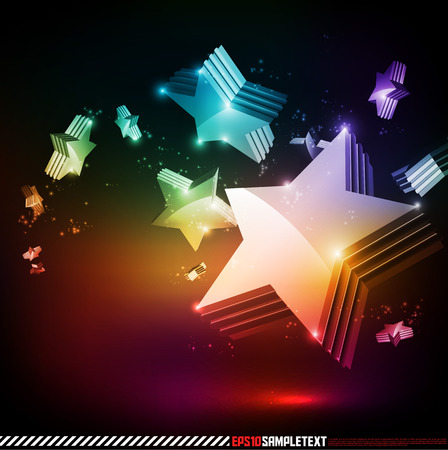 Colorful 3D Vector Starsのイラスト素材