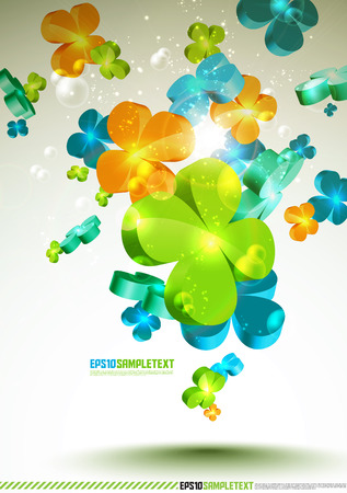 Colorful 3D Vector Floral Motiveのイラスト素材