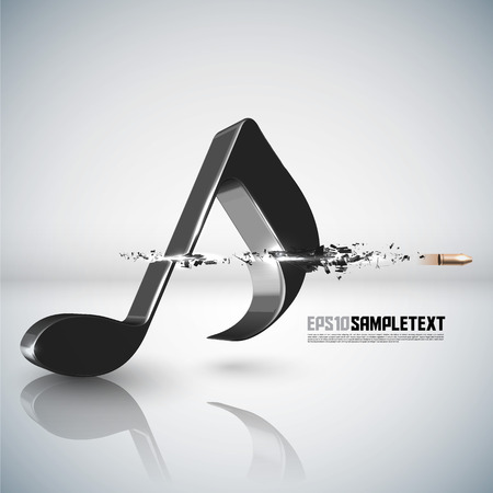 Vector Bullet Sends a Shot Through Melody Signのイラスト素材