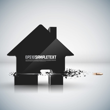 Vector Bullet Sends a Shot Through Home Signのイラスト素材
