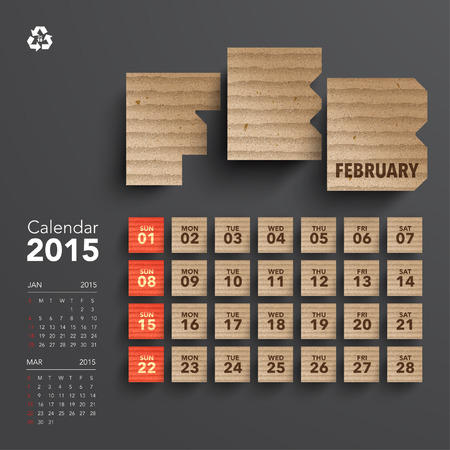 Vector 2015 Cardboard Calendar Design - Februaryのイラスト素材
