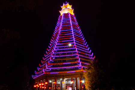 Drum tower at Congjiang, Guizhouのeditorial素材