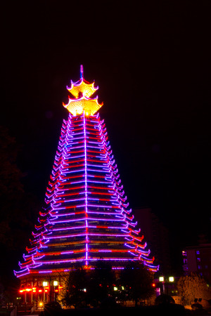 Drum tower at Congjiang, Guizhouのeditorial素材