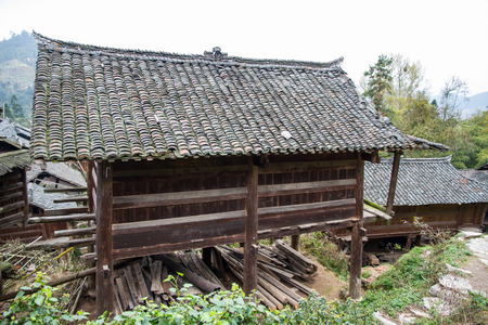 Houses in Basha Village, Congjiangのeditorial素材