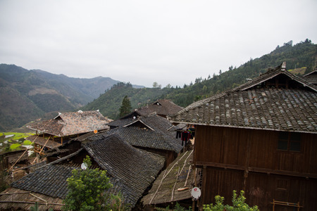 Houses in Basha Village, Congjiangのeditorial素材