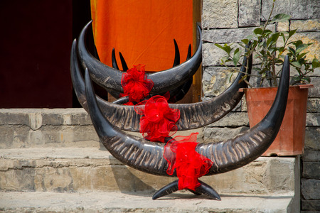 China Guizhou Province, Anshun, Pingba County Tianlong tunbao scenic, ancient town buffalo horn tunbao.の写真素材
