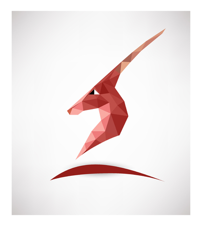 Head of mountain antelope. Vector polygon label .のイラスト素材