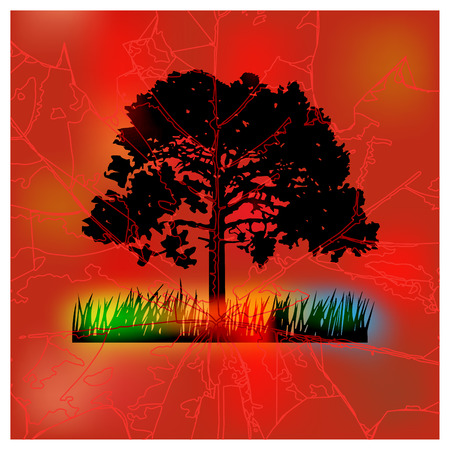 Woodland eco banner. Red and black tones. Can be used as poster, badge, wallpaper, backdrop, background, icon, sign.のイラスト素材