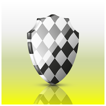 Abstract shield. Warning, prevention, safety, glossy, taxi, web. Yellow floor.のイラスト素材
