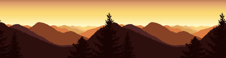 Panorama of autumn mountains. Golden shades. Seamless hills.のイラスト素材