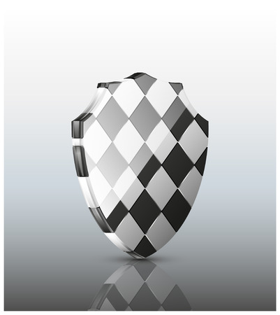 Abstract shield in room. Warning, prevention, safety, glossy, web.のイラスト素材