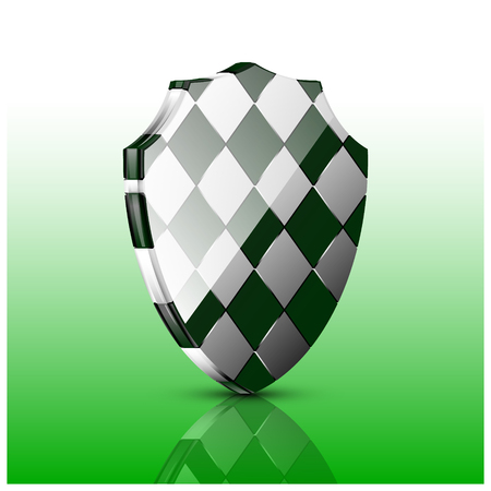 Image abstract shield. Warning, prevention, safety, glossy, web. Green and gray tones.のイラスト素材