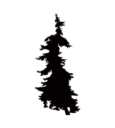 Silhouette of pine  tree (fir) . Can be used as poster, badge, emblem, banner, icon, sign, decor...のイラスト素材