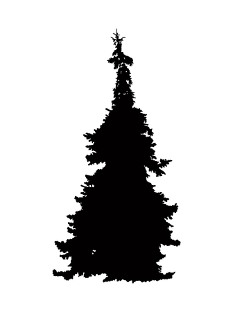 Silhouette of pine  tree (fir) . Can be used as poster, badge, emblem, banner, icon, sign, decor...のイラスト素材