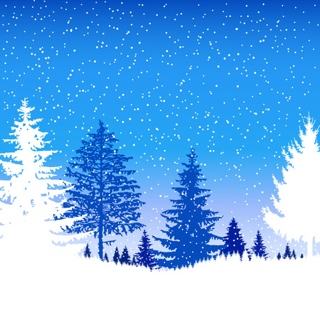 Landscape. Eco banner. Winter. It is snowing.のイラスト素材